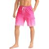 imageAPTRO Mens Swim Trunks 9quot Quick Dry Bathing Suit Big ampamp Tall Beach SwimsuitsGradient Gradual Pink
