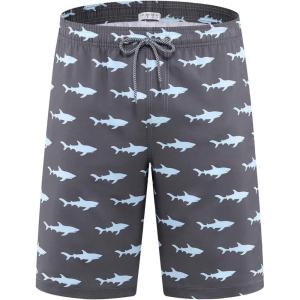 imageAPTRO Mens Swim Trunks 9quot Quick Dry Bathing Suit Big ampamp Tall Beach Swimsuits1702 Shark