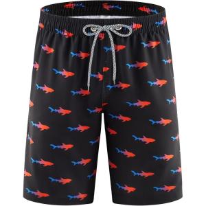 imageAPTRO Mens Swim Trunks 9quot Quick Dry Bathing Suit Big ampamp Tall Beach Swimsuits1702 Shark Bluered