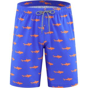 imageAPTRO Mens Swim Trunks 9quot Quick Dry Bathing Suit Big ampamp Tall Beach Swimsuits1702 Shark Orange