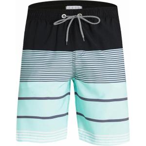imageAPTRO Mens Swim Trunks 9quot Quick Dry Bathing Suit Big ampamp Tall Beach Swimsuits1703 Stripes Cream