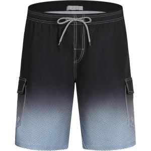 imageAPTRO Mens Swim Trunks 9quot Quick Dry Bathing Suit Big ampamp Tall Beach SwimsuitsGradient Black