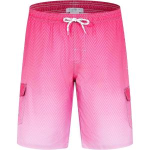 imageAPTRO Mens Swim Trunks 9quot Quick Dry Bathing Suit Big ampamp Tall Beach SwimsuitsGradient Gradual Pink