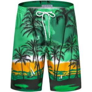 imageAPTRO Mens Swim Trunks 9quot Quick Dry Bathing Suit Big ampamp Tall Beach SwimsuitsH10 Palm Green