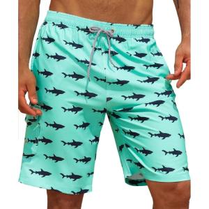imageAPTRO Mens Swim Trunks 9quot Quick Dry Bathing Suit Big ampamp Tall Beach SwimsuitsHw015 Green Shark