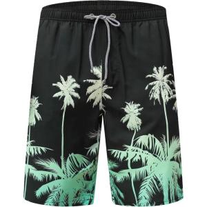 imageAPTRO Mens Swim Trunks 9quot Quick Dry Bathing Suit Big ampamp Tall Beach SwimsuitsPalm Green