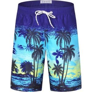 imageAPTRO Mens Swim Trunks 9quot Quick Dry Bathing Suit Big ampamp Tall Beach SwimsuitsPalm Tree