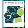 imageAPTRO 2 in 1 Mens Swim Trunks 9quot with Zipper Pockets Bathing Suit Builtin Board Shorts Swimwear Long ShortsBs01 Palm Green