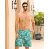 imageAPTRO 2 in 1 Mens Swim Trunks 9quot with Zipper Pockets Bathing Suit Builtin Board Shorts Swimwear Long ShortsBs07 Green White Palm
