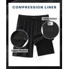 imageAPTRO 2 in 1 Mens Swim Trunks 9quot with Zipper Pockets Bathing Suit Builtin Board Shorts Swimwear Long ShortsBs08 Black