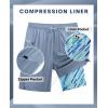 imageAPTRO 2 in 1 Mens Swim Trunks 9quot with Zipper Pockets Bathing Suit Builtin Board Shorts Swimwear Long ShortsBs19 Gray Blue