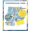 imageAPTRO 2 in 1 Mens Swim Trunks 9quot with Zipper Pockets Bathing Suit Builtin Board Shorts Swimwear Long ShortsLightning