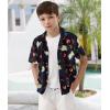 imageAPTRO Boys Hawaiian Shirt Tropical Beach Casual Summer Shirt with Pocket Short Sleeve 415 YearsKb01 Blackcar
