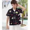 imageAPTRO Boys Hawaiian Shirt Tropical Beach Casual Summer Shirt with Pocket Short Sleeve 415 YearsKb01 Blackcar