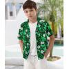 imageAPTRO Boys Hawaiian Shirt Tropical Beach Casual Summer Shirt with Pocket Short Sleeve 415 YearsKf01 Dark Green Floral