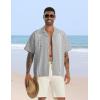 imageAPTRO Mens Cuban Guayabera Shirts Short Sleeve Casual Button Down Summer Shirt Beach Vacation TopsGrey