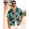 imageAPTRO Mens Hawaiian Shirt Short Sleeve Tropical Vacation Button Down Beach Floral Palm Shirts071 Monsteram2 Black