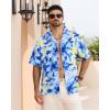 imageAPTRO Mens Hawaiian Shirt Short Sleeve Tropical Vacation Button Down Beach Floral Palm ShirtsBlueink Painting