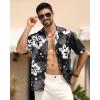 imageAPTRO Mens Hawaiian Shirt Short Sleeve Tropical Vacation Button Down Beach Floral Palm ShirtsHibiscus Black