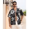 imageAPTRO Mens Hawaiian Shirt Short Sleeve Tropical Vacation Button Down Beach Floral Palm ShirtsHibiscus Black