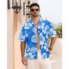 imageAPTRO Mens Hawaiian Shirt Short Sleeve Tropical Vacation Button Down Beach Floral Palm ShirtsHibiscus Blue