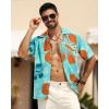 imageAPTRO Mens Hawaiian Shirt Short Sleeve Tropical Vacation Button Down Beach Floral Palm ShirtsHibiscus Green