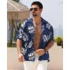 imageAPTRO Mens Hawaiian Shirt Short Sleeve Tropical Vacation Button Down Beach Floral Palm ShirtsHw024monstera Navy