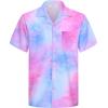 imageAPTRO Mens Hawaiian Shirt Short Sleeve Tropical Vacation Button Down Beach Floral Palm ShirtsI4 Tie Dye Pink