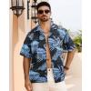 imageAPTRO Mens Hawaiian Shirt Short Sleeve Tropical Vacation Button Down Beach Floral Palm ShirtsMonsteram4 Blue