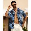 imageAPTRO Mens Hawaiian Shirt Short Sleeve Tropical Vacation Button Down Beach Floral Palm ShirtsMonsteram4 Blue