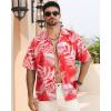 imageAPTRO Mens Hawaiian Shirt Short Sleeve Tropical Vacation Button Down Beach Floral Palm ShirtsMonsteram6 Red