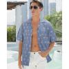 imageAPTRO Mens Hawaiian Shirt Short Sleeve Tropical Vacation Button Down Beach Floral Palm ShirtsN26 Palm Grey