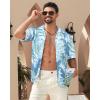 imageAPTRO Mens Hawaiian Shirt Short Sleeve Tropical Vacation Button Down Beach Floral Palm ShirtsPalm Blue 01