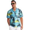 imageAPTRO Mens Hawaiian Shirt Short Sleeve Tropical Vacation Button Down Beach Floral Palm ShirtsPalm Cream Green