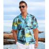 imageAPTRO Mens Hawaiian Shirt Short Sleeve Tropical Vacation Button Down Beach Floral Palm ShirtsPalm Cream Green