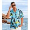 imageAPTRO Mens Hawaiian Shirt Short Sleeve Tropical Vacation Button Down Beach Floral Palm ShirtsPalm Cream Green