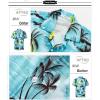 imageAPTRO Mens Hawaiian Shirt Short Sleeve Tropical Vacation Button Down Beach Floral Palm ShirtsPalm Cream Green