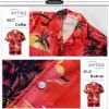 imageAPTRO Mens Hawaiian Shirt Short Sleeve Tropical Vacation Button Down Beach Floral Palm ShirtsPalm Red
