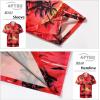 imageAPTRO Mens Hawaiian Shirt Short Sleeve Tropical Vacation Button Down Beach Floral Palm ShirtsPalm Red
