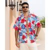 imageAPTRO Mens Hawaiian Shirt Short Sleeve Tropical Vacation Button Down Beach Floral Palm ShirtsRedblue Leaves