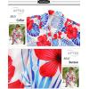 imageAPTRO Mens Hawaiian Shirt Short Sleeve Tropical Vacation Button Down Beach Floral Palm ShirtsRedblue Leaves