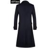 imageAPTRO Mens Luxury Full Length Trench Coat Long Wool Overcoat Winter WindbreakerNavy Full Length S18