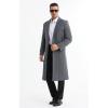 imageAPTRO Mens Luxury Full Length Trench Coat Long Wool Overcoat Winter WindbreakerS17grey Full Length
