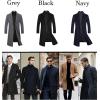 imageAPTRO Mens Luxury Full Length Trench Coat Long Wool Overcoat Winter WindbreakerS17navy Full Length