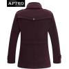 imageAPTRO Mens Pea Coat Wool Jacket Windbreaker Single Breasted Winter Coat11wine