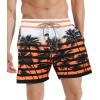 imageAPTRO Mens Swim Trunks with Compression Liner 5 Inch Bathing Suit Beach SwimsuitsH1 Palm Orange