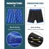 imageAPTRO Mens Swim Trunks with Compression Liner 5 Inch Bathing Suit Beach SwimsuitsH3shark Blue