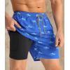 imageAPTRO Mens Swim Trunks with Compression Liner 5 Inch Bathing Suit Beach SwimsuitsH3shark Blue