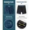 imageAPTRO Mens Swim Trunks with Compression Liner 5 Inch Bathing Suit Beach SwimsuitsH4green Palmnavy