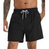 imageAPTRO Mens Swim Trunks with Compression Liner 5 Inch Bathing Suit Beach SwimsuitsI2 Black Flamingo